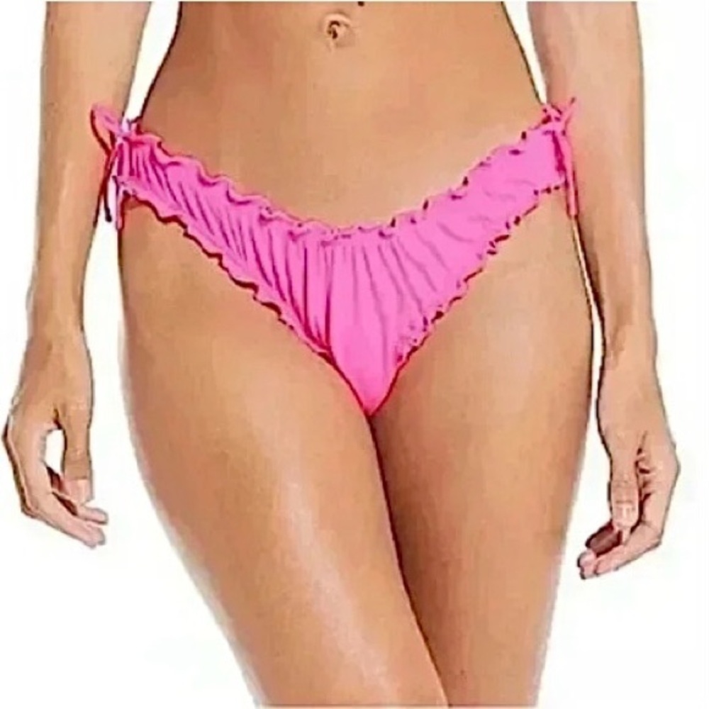 SOLID & STRIPED New Pink Bikini Regina Ruffle Frill Bottoms Large 90s Tie String